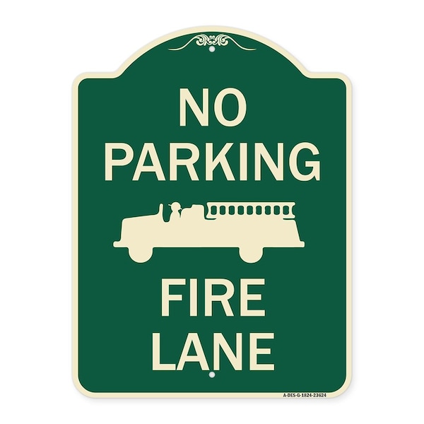 Signmission No Parking Fire Lane with Graphic Heavy-Gauge Aluminum Architectural Sign, 24" x 18", G-1824-23624 A-DES-G-1824-23624 - main